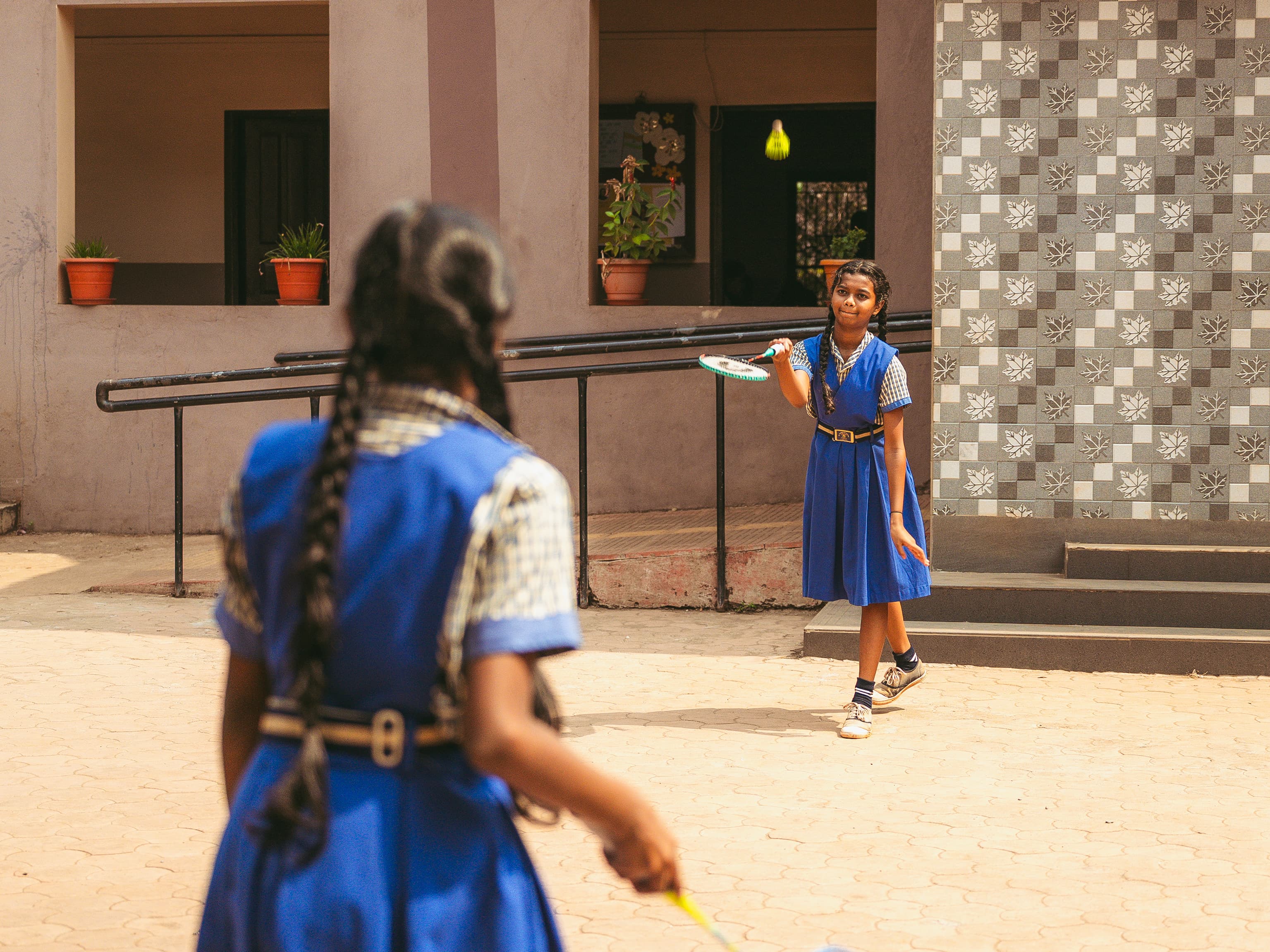 Bright school activity at St. Elizabeth's High School, students in daylight